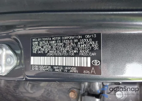 2013 Toyota Prius C Two from USA, damaged, VIN JTDKDTB33D1551108